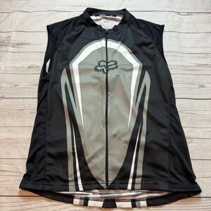 Fox Racing Black and Gray Full Zip‎ Sleeveless Cycling Jersey Men's Size Medium